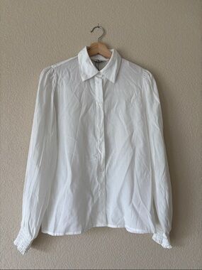 B. Young Classic White Button-Up Blouse